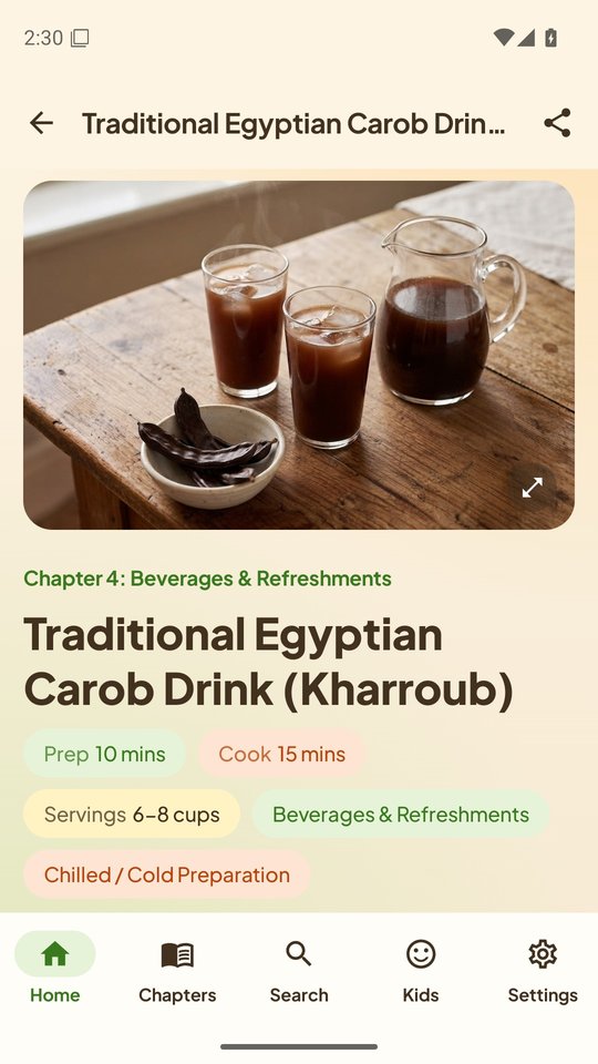 Recipe detail with ingredients and steps